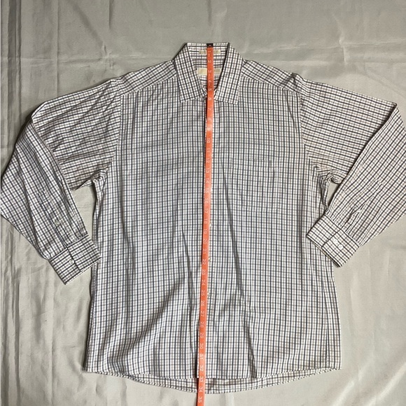 Michael Kors White and Blue Checkered Dress Shirt - Picture 4 of 6